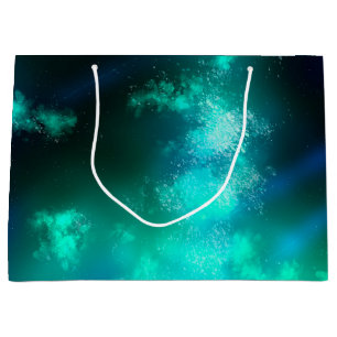 Sacola Para Presentes Grande Starry Night Sky Emerald Green Birthday