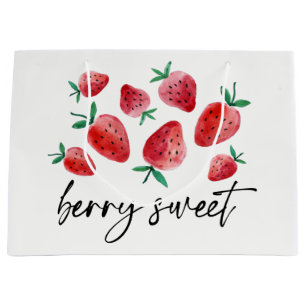 Sacola Para Presentes Grande Strawberry Favor Berry Sweet Market Party
