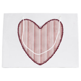 Sacola Para Presentes Grande Striped Heart