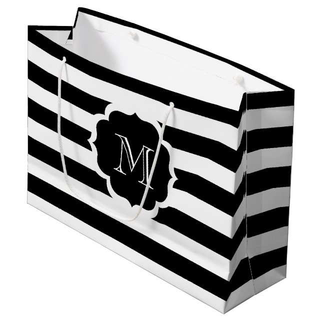 Sacola Para Presentes Grande Stripes Negras (Frente inclinada)
