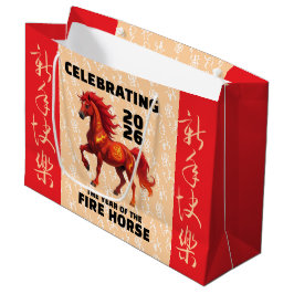 Sacola Para Presentes Grande Stunning Chinese Year of the Fire Horse 2026