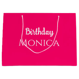Sacola Para Presentes Grande  stylish hot pink birthday personalized name 
