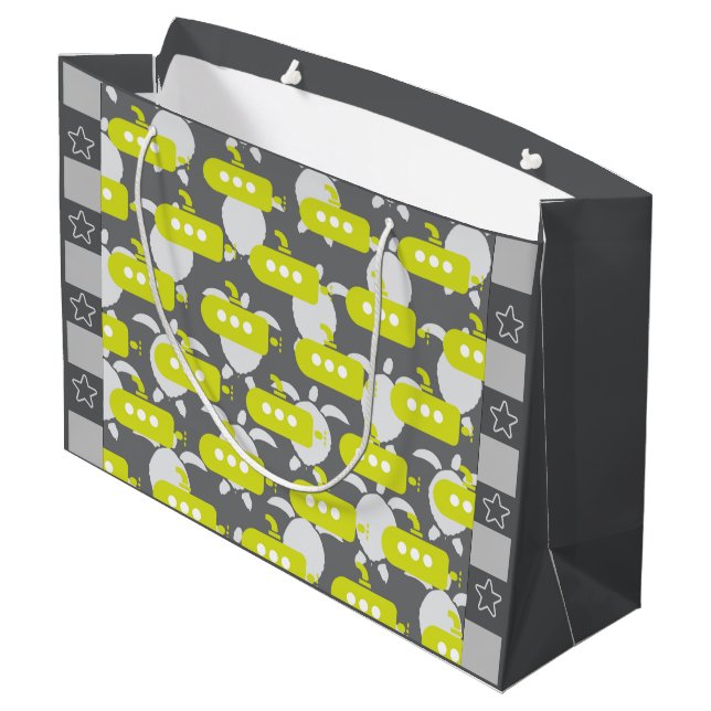 Sacola Para Presentes Grande Submarines & Turtles (Verso inclinado)