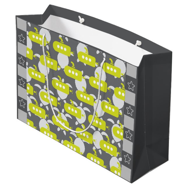 Sacola Para Presentes Grande Submarines & Turtles (Verso inclinado)