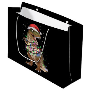 Sacola Para Presentes Grande Suéter de Natal de Dinossauro T-rex Árvore de Nata