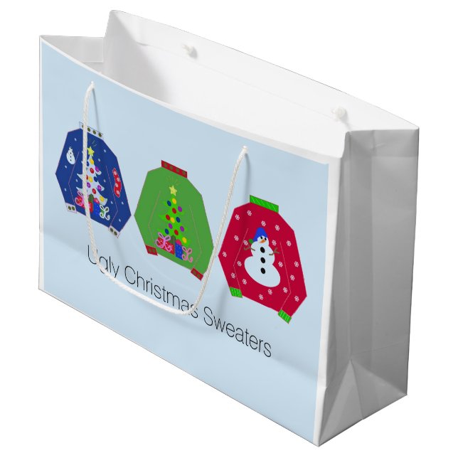 Sacola Para Presentes Grande Suéteres Feios de Natal (Frente inclinada)
