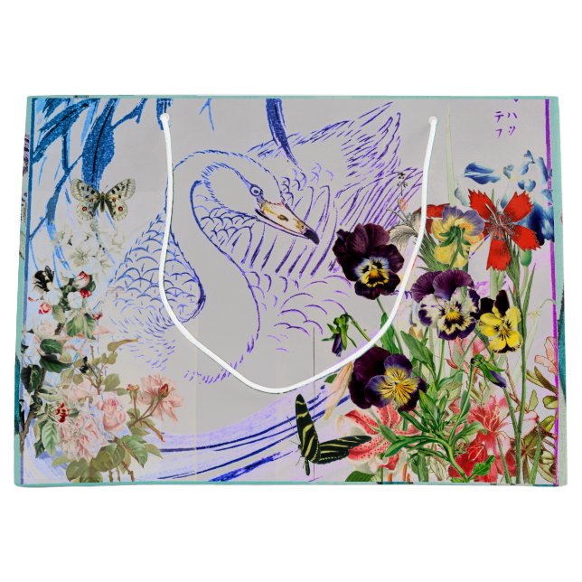 Sacola Para Presentes Grande SUÍNO E FLORES Saco-Presente (Frente)