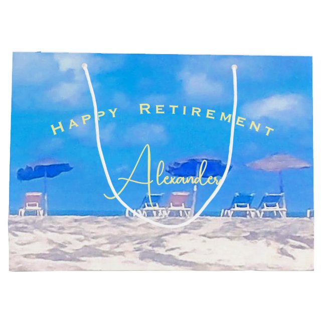Sacola Para Presentes Grande Summer Beach Retirement Party (Verso)