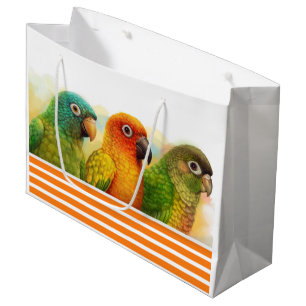 Sacola Para Presentes Grande Sun azul-coroou conures verdes-cheeked