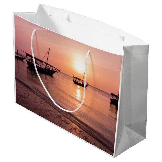 Sacola Para Presentes Grande Sunset em Zanzibar (Verso inclinado)