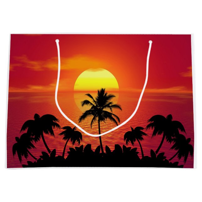 Sacola Para Presentes Grande Sunset tropical (Frente)