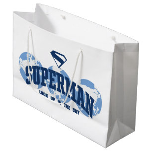 Sacola Para Presentes Grande Super-Homem ao Redor do Globo