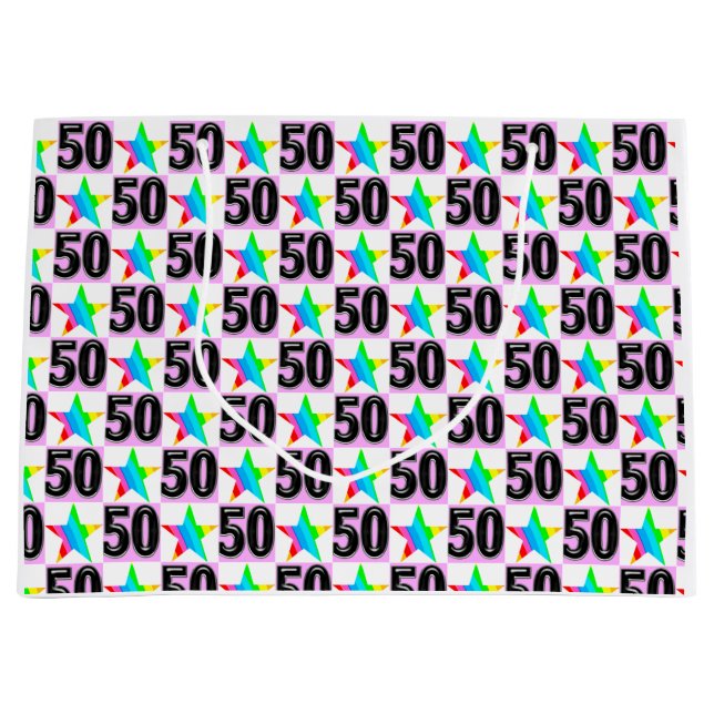 SACOLA PARA PRESENTES GRANDE SUPER STAR COM 50 ANOS (Frente)