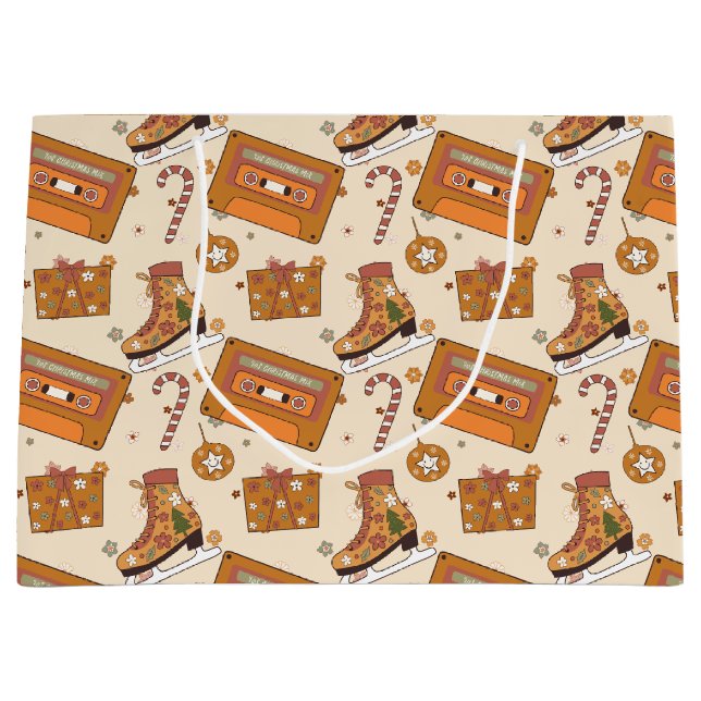 Sacola Para Presentes Grande Superfloral Retro Christmas Joy (Frente)