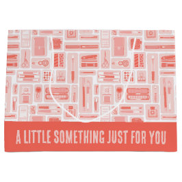 Sacola Para Presentes Grande Suprimentos De Arte Whimsical Coral Red Pattern Cr