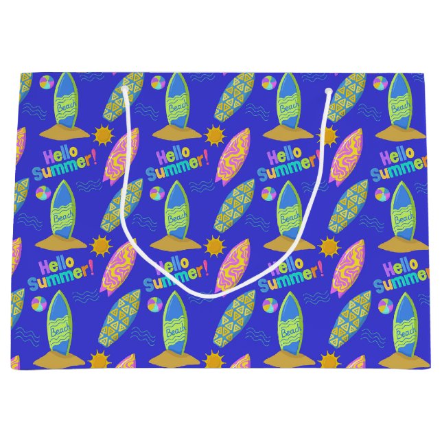 Sacola Para Presentes Grande Surfing Beach Summer (Frente)