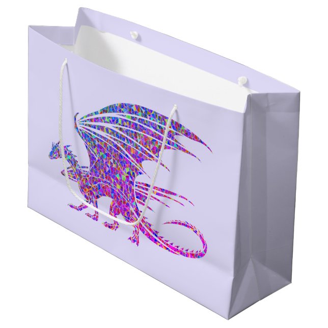 Sacola Para Presentes Grande Surpreendente Dragão Mosaico (Frente inclinada)