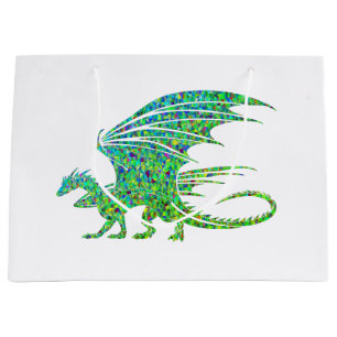 Sacola Para Presentes Grande Surpreendente Dragão Verde Mosaico