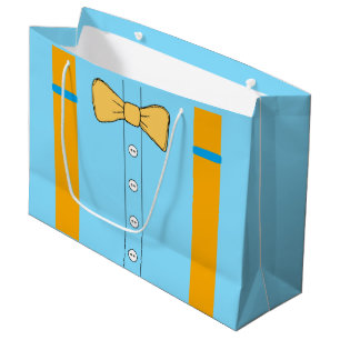 Sacola Para Presentes Grande Suspenders azuis e alaranjados e aniversário do