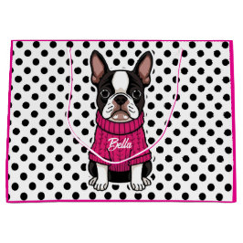 Sacola Para Presentes Grande Sweater Cor-de-Rosa Cão-de-Ferro-Rosa Cujo Poreiro