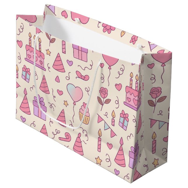 Sacola Para Presentes Grande Sweet Princess Party Celebration Pattern (Frente inclinada)