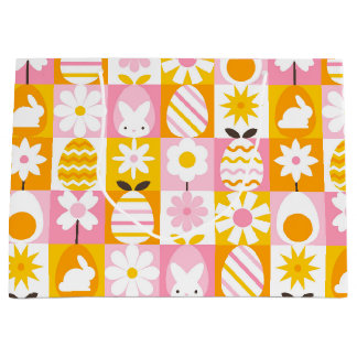 Sacola Para Presentes Grande Sweet Spring Easter Patchwork 
