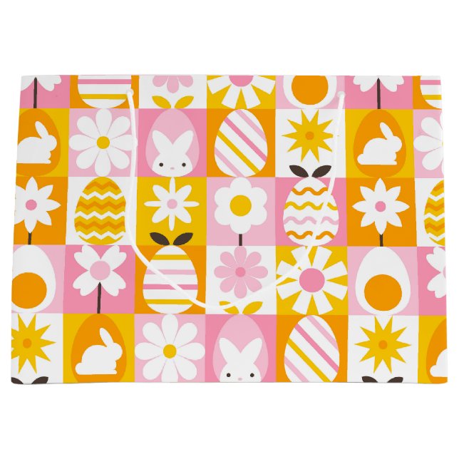 Sacola Para Presentes Grande Sweet Spring Easter Patchwork  (Frente)