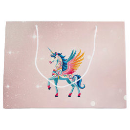 Sacola Para Presentes Grande Swirling Unicorn