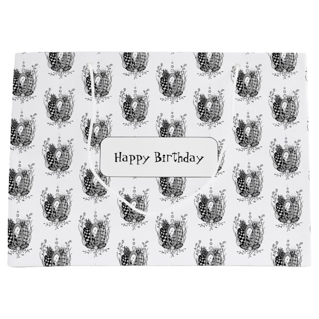 Sacola Para Presentes Grande Tangle Art: Florales Design, Ovale -  (Frente)