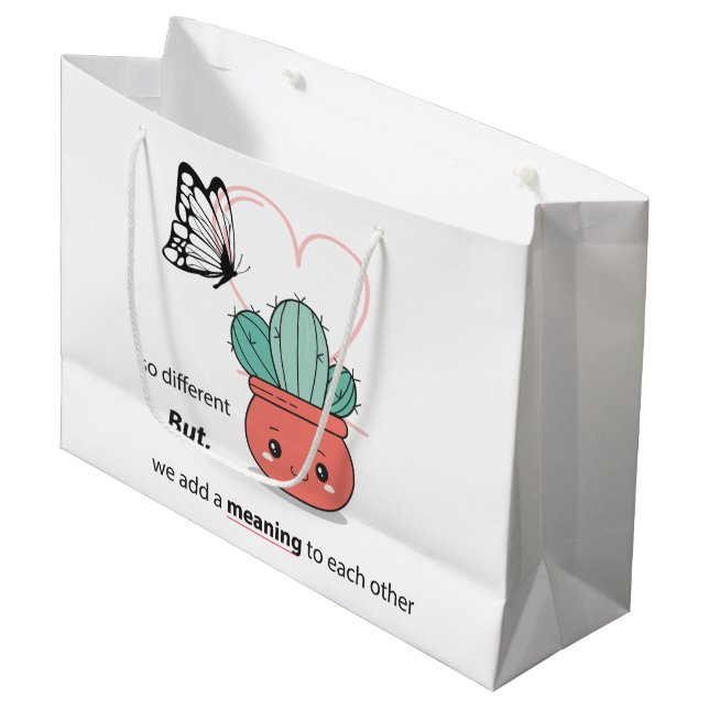 Sacola Para Presentes Grande Tão Diferente, Perfeito Juntos - Casal De Amor (Frente inclinada)