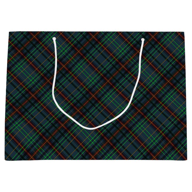 Sacola Para Presentes Grande Tartan em azul, laranja, verde... (Frente)