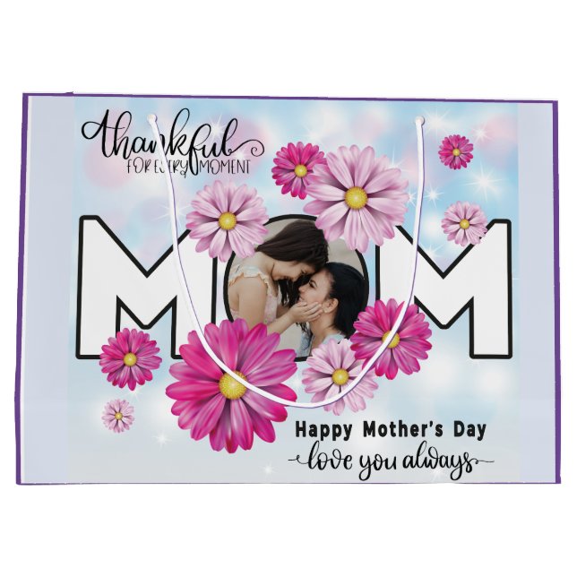 Sacola Para Presentes Grande Te Amo Sempre Mãe Foto Personalizada Do Dia de as  (Verso)