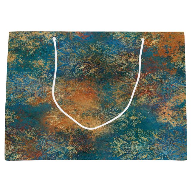 Sacola Para Presentes Grande Teal Cooper Patina (Frente)