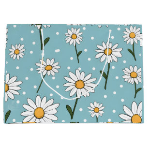 Sacola Para Presentes Grande Teal Cute Daisy Flower Bag