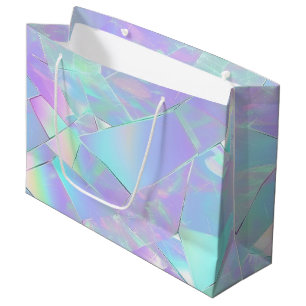 Sacola Para Presentes Grande Teal & Purple Iridescente Design