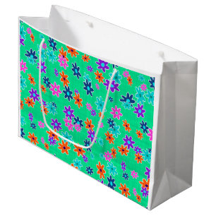 Sacola Para Presentes Grande Tecido Floral Incolor Padrão