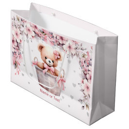 Sacola Para Presentes Grande Teddy Bear Baby Girl Flowant