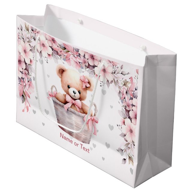 Sacola Para Presentes Grande Teddy Bear Baby Girl Flowant (Frente inclinada)
