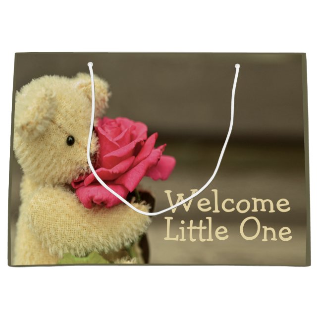 Sacola Para Presentes Grande Teddy Bear Welcome Baby (Frente)