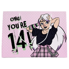 Sacola Para Presentes Grande Teen Girl Pink Cartoon Punk 14 Aniversário