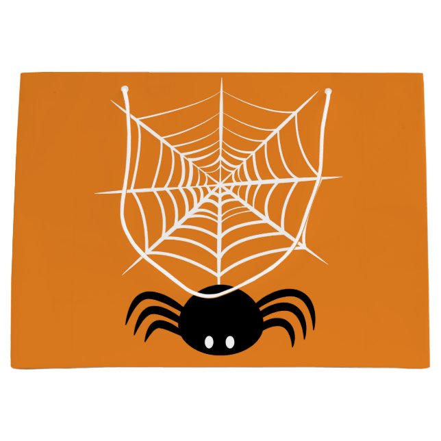 Sacola Para Presentes Grande Teia de Aranha de Halloween  (Frente)