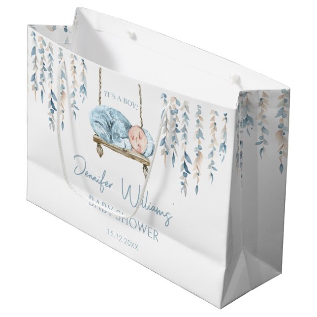 Sacola Para Presentes Grande Tema boêmico azul boho bebê chá Gift Bag (Frente inclinada)