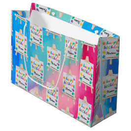 Sacola Para Presentes Grande Tema de Aniversário da Pintura do Artesanato