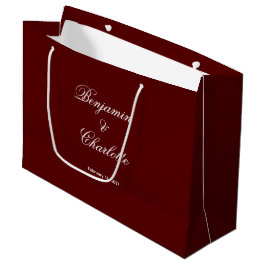 Sacola Para Presentes Grande Tema de Casamento Marrom Personalizado com Data
