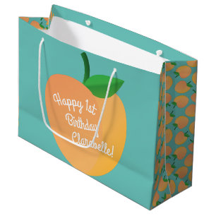 Sacola Para Presentes Grande Tema de Festa de primeiro aniversario de Fruta Bon