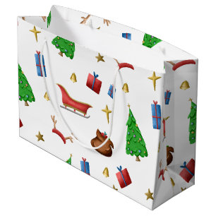 Sacola Para Presentes Grande Tema de Natal Tradicional Ilustrado