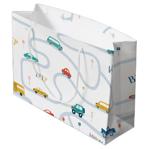 Sacola Para Presentes Grande Tema de transporte Papel de ondulação de anivers