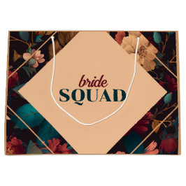 Sacola Para Presentes Grande Tema Floral Escuro e Rico para Chá de Noiva