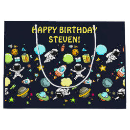 Sacola Para Presentes Grande Tema legal do Espaço Exterior - Astronautas e Navi