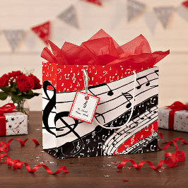 Sacola Para Presentes Grande tema musical vermelho e preto